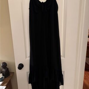 Elegant Black Sleeveless High Low Lined Dress
